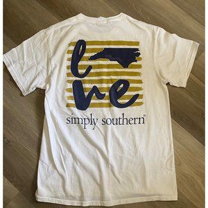Simply Southern White LOVE NC Short Sleeve Top Womens Size Medium M